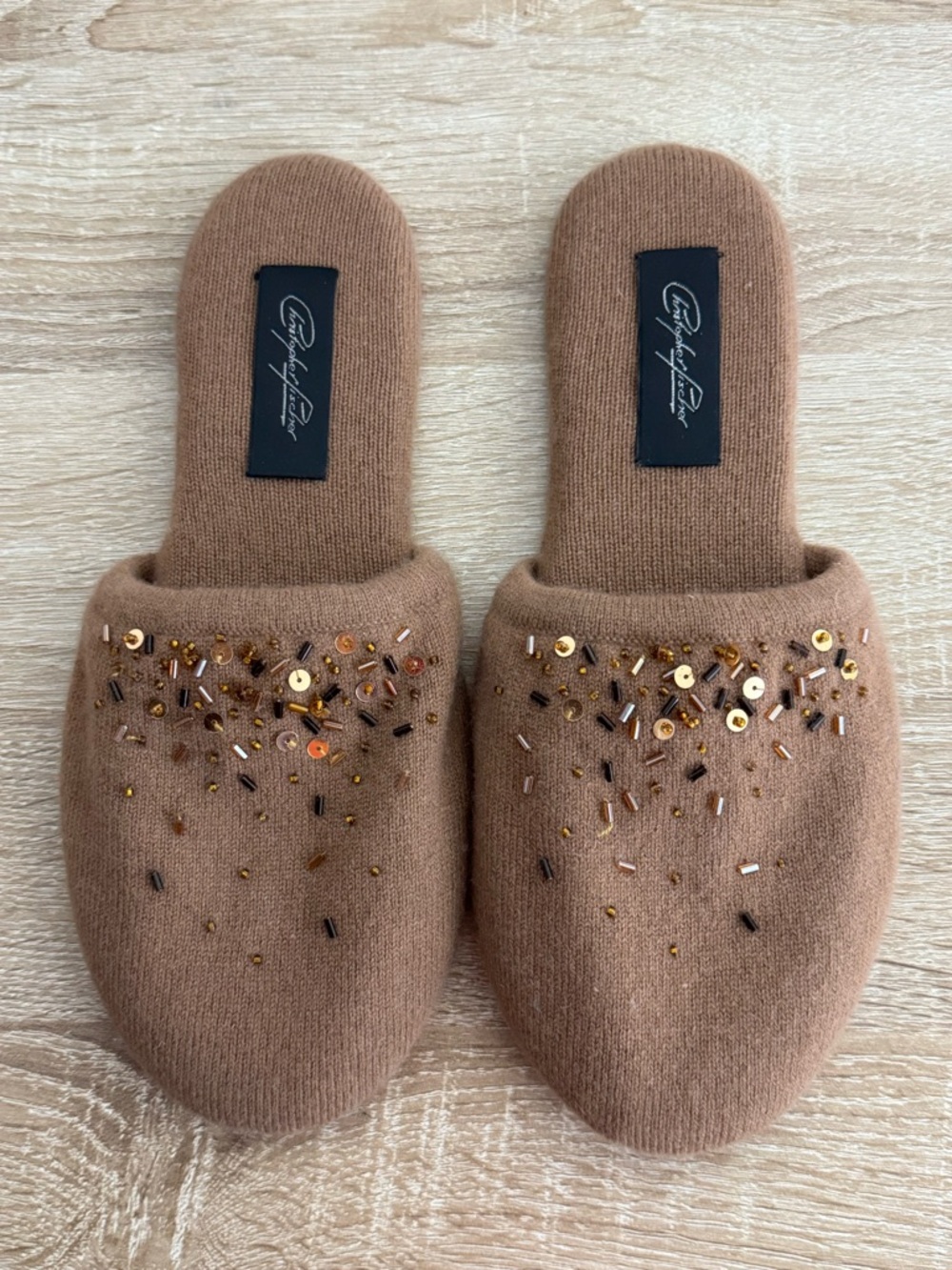 Christopher Fischer cashmere slide slippers women size 7-8